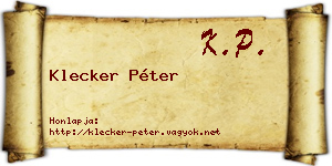 Klecker Péter névjegykártya
