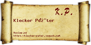Klecker Péter névjegykártya